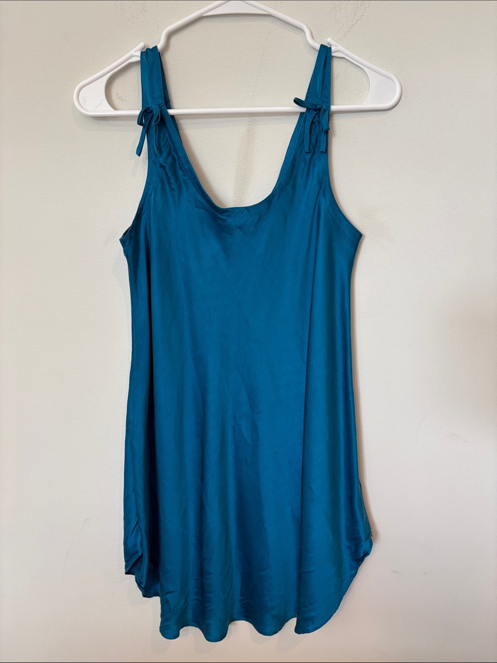 august silk Teal Silk babydoll dress small